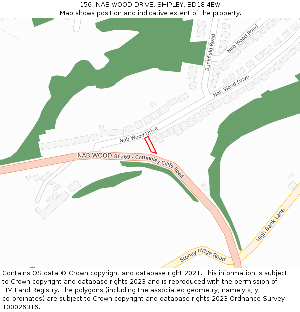 156, NAB WOOD DRIVE, SHIPLEY, BD18 4EW: Location map and indicative extent of plot