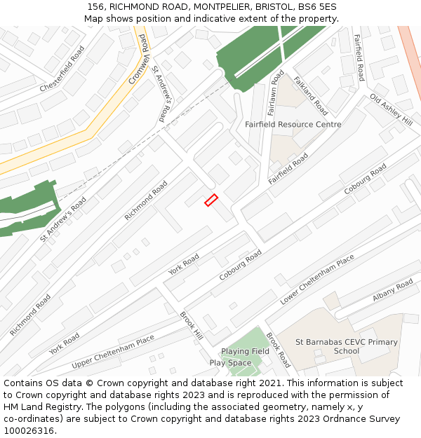 156, RICHMOND ROAD, MONTPELIER, BRISTOL, BS6 5ES: Location map and indicative extent of plot
