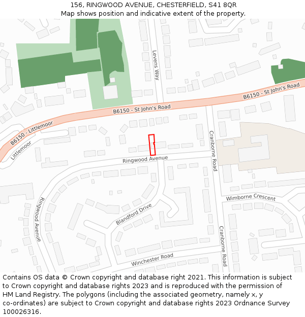 156, RINGWOOD AVENUE, CHESTERFIELD, S41 8QR: Location map and indicative extent of plot