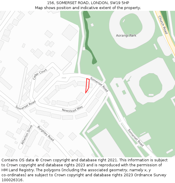 156, SOMERSET ROAD, LONDON, SW19 5HP: Location map and indicative extent of plot