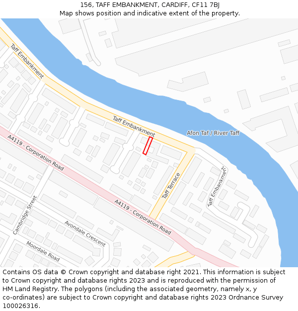 156, TAFF EMBANKMENT, CARDIFF, CF11 7BJ: Location map and indicative extent of plot