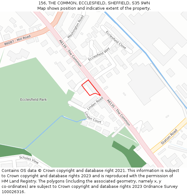 156, THE COMMON, ECCLESFIELD, SHEFFIELD, S35 9WN: Location map and indicative extent of plot