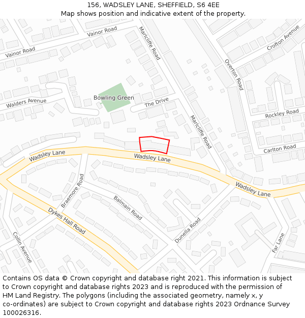 156, WADSLEY LANE, SHEFFIELD, S6 4EE: Location map and indicative extent of plot