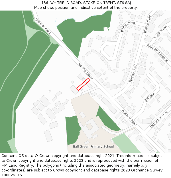156, WHITFIELD ROAD, STOKE-ON-TRENT, ST6 8AJ: Location map and indicative extent of plot