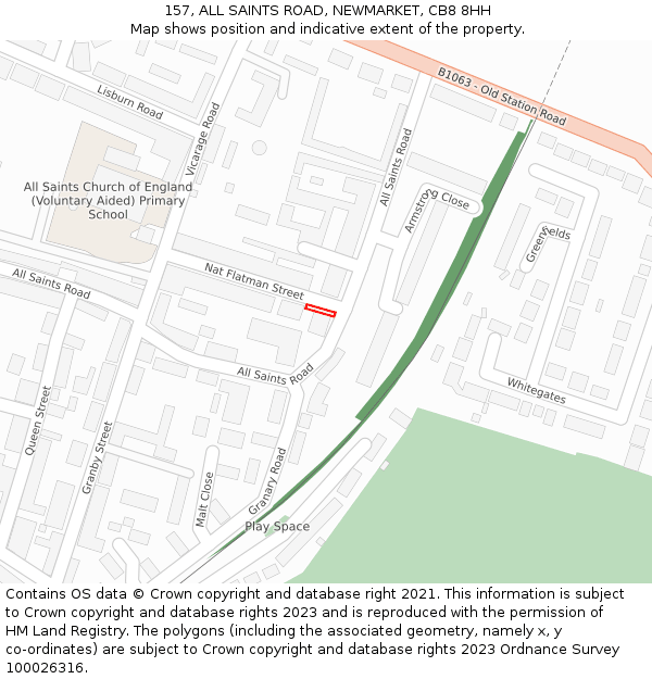 157, ALL SAINTS ROAD, NEWMARKET, CB8 8HH: Location map and indicative extent of plot