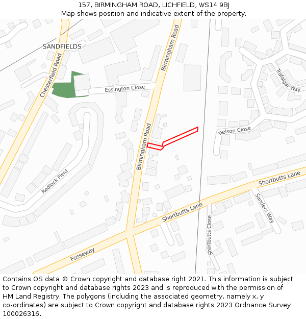 157, BIRMINGHAM ROAD, LICHFIELD, WS14 9BJ: Location map and indicative extent of plot