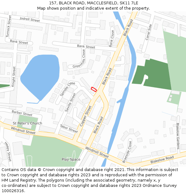 157, BLACK ROAD, MACCLESFIELD, SK11 7LE: Location map and indicative extent of plot