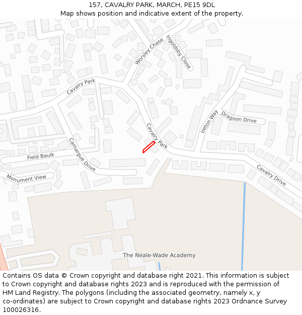157, CAVALRY PARK, MARCH, PE15 9DL: Location map and indicative extent of plot
