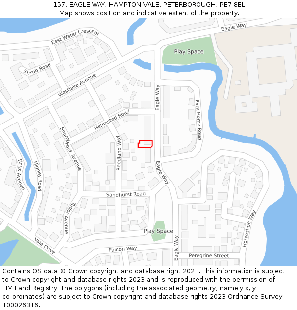 157, EAGLE WAY, HAMPTON VALE, PETERBOROUGH, PE7 8EL: Location map and indicative extent of plot