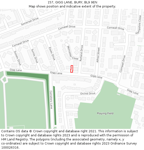 157, GIGG LANE, BURY, BL9 9EN: Location map and indicative extent of plot