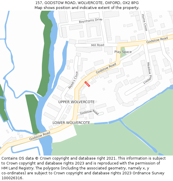 157, GODSTOW ROAD, WOLVERCOTE, OXFORD, OX2 8PG: Location map and indicative extent of plot