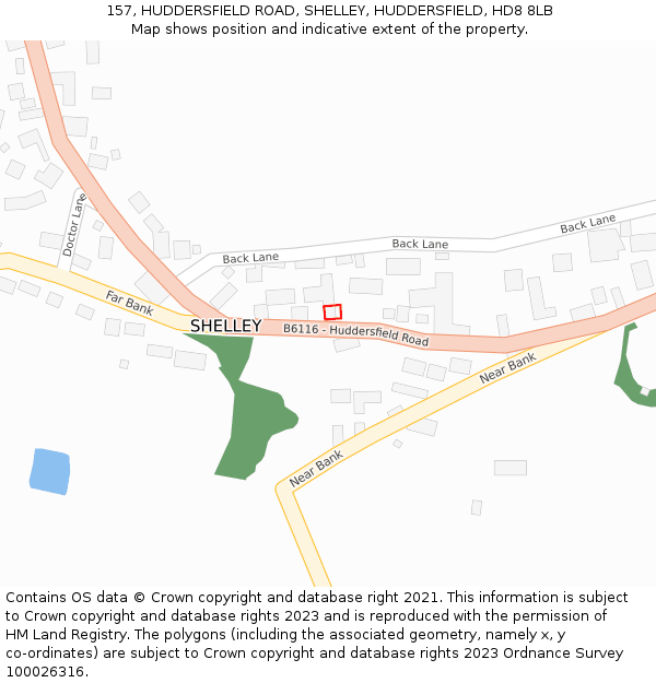157, HUDDERSFIELD ROAD, SHELLEY, HUDDERSFIELD, HD8 8LB: Location map and indicative extent of plot