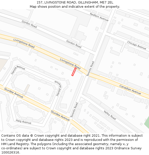 157, LIVINGSTONE ROAD, GILLINGHAM, ME7 2EL: Location map and indicative extent of plot