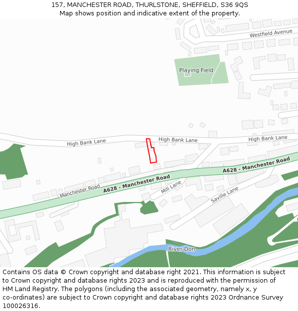 157, MANCHESTER ROAD, THURLSTONE, SHEFFIELD, S36 9QS: Location map and indicative extent of plot
