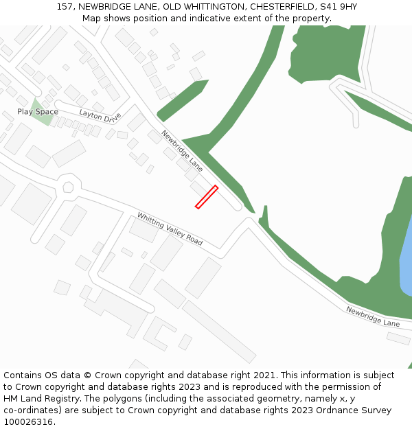 157, NEWBRIDGE LANE, OLD WHITTINGTON, CHESTERFIELD, S41 9HY: Location map and indicative extent of plot