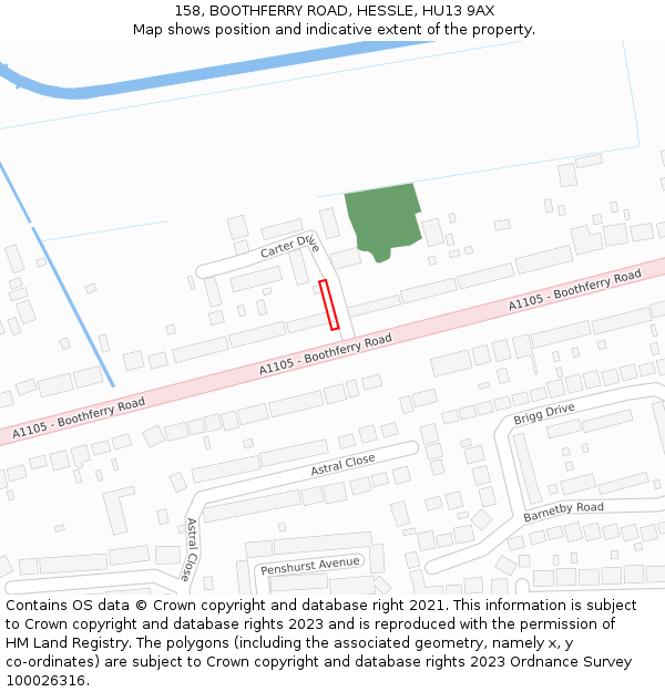158, BOOTHFERRY ROAD, HESSLE, HU13 9AX: Location map and indicative extent of plot