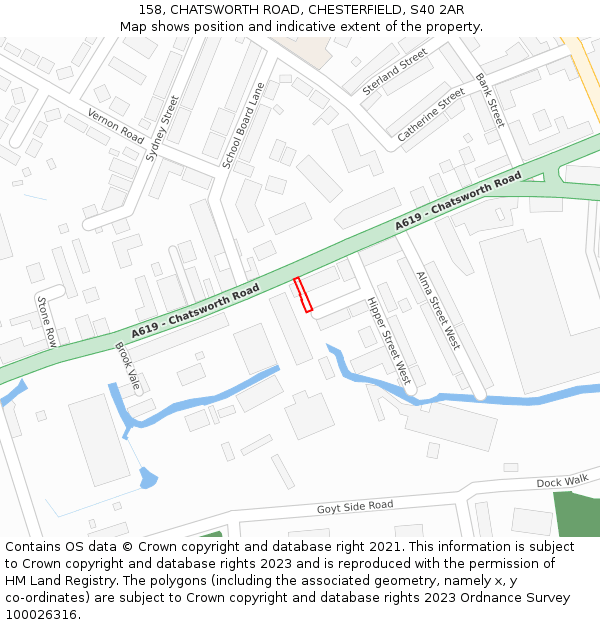 158, CHATSWORTH ROAD, CHESTERFIELD, S40 2AR: Location map and indicative extent of plot