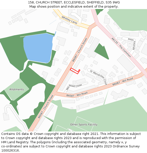 158, CHURCH STREET, ECCLESFIELD, SHEFFIELD, S35 9WG: Location map and indicative extent of plot