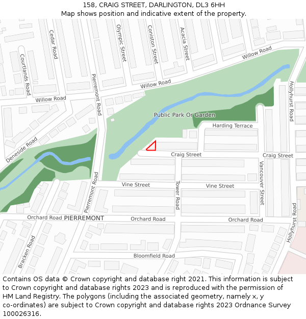 158, CRAIG STREET, DARLINGTON, DL3 6HH: Location map and indicative extent of plot