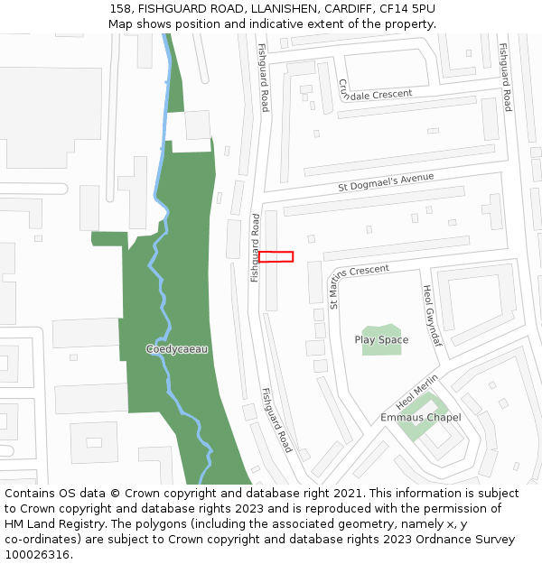 158, FISHGUARD ROAD, LLANISHEN, CARDIFF, CF14 5PU: Location map and indicative extent of plot