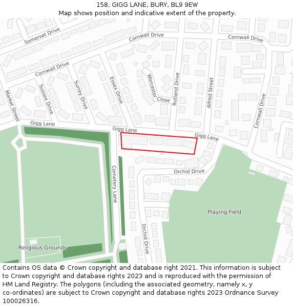 158, GIGG LANE, BURY, BL9 9EW: Location map and indicative extent of plot