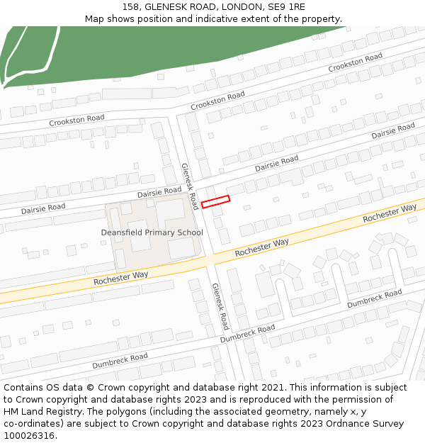 158, GLENESK ROAD, LONDON, SE9 1RE: Location map and indicative extent of plot