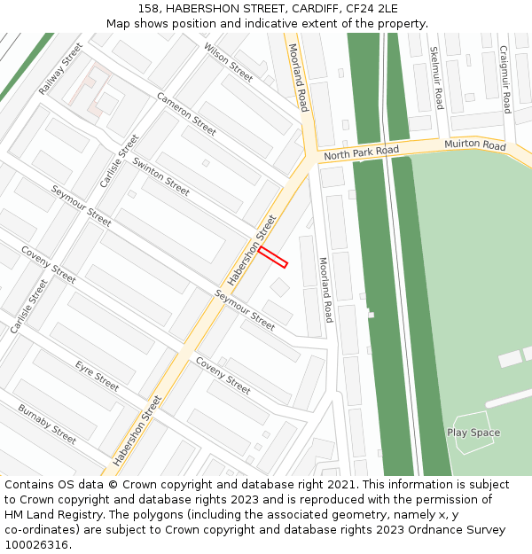 158, HABERSHON STREET, CARDIFF, CF24 2LE: Location map and indicative extent of plot