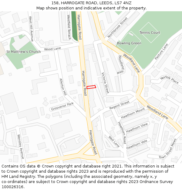 158, HARROGATE ROAD, LEEDS, LS7 4NZ: Location map and indicative extent of plot