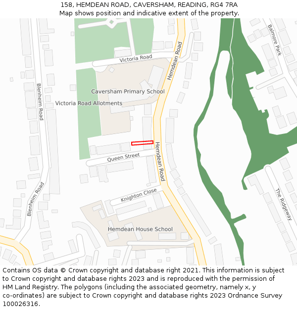 158, HEMDEAN ROAD, CAVERSHAM, READING, RG4 7RA: Location map and indicative extent of plot