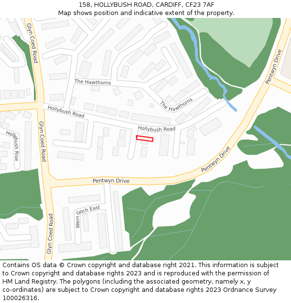 158, HOLLYBUSH ROAD, CARDIFF, CF23 7AF: Location map and indicative extent of plot