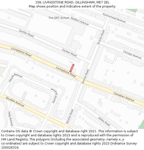 158, LIVINGSTONE ROAD, GILLINGHAM, ME7 2EL: Location map and indicative extent of plot