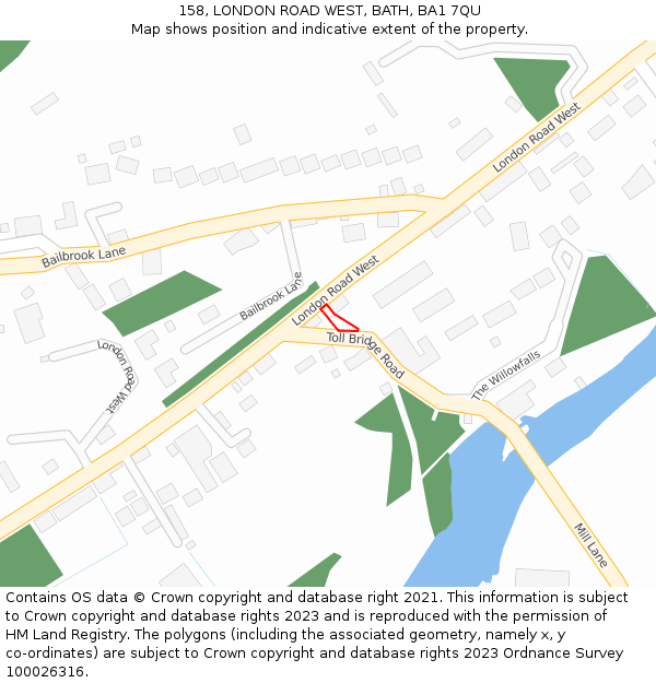 158, LONDON ROAD WEST, BATH, BA1 7QU: Location map and indicative extent of plot