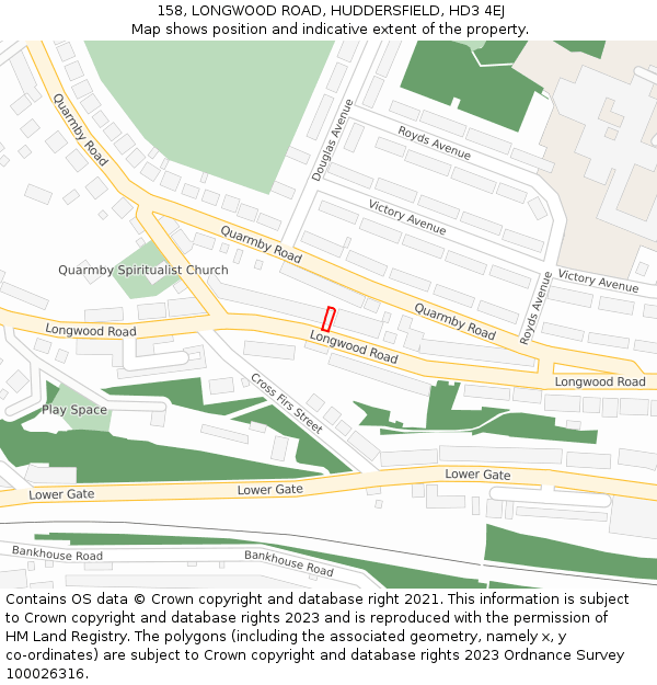 158, LONGWOOD ROAD, HUDDERSFIELD, HD3 4EJ: Location map and indicative extent of plot