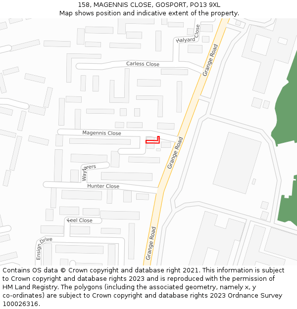 158, MAGENNIS CLOSE, GOSPORT, PO13 9XL: Location map and indicative extent of plot
