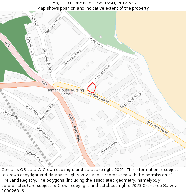 158, OLD FERRY ROAD, SALTASH, PL12 6BN: Location map and indicative extent of plot