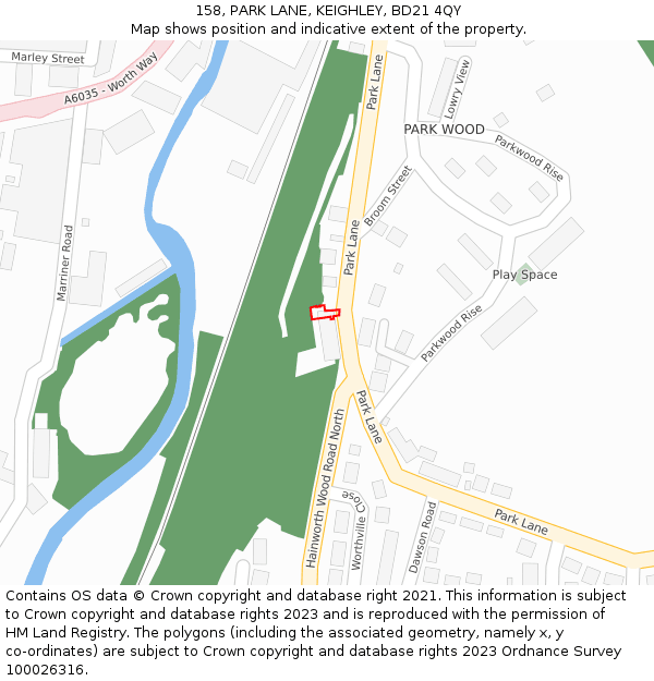 158, PARK LANE, KEIGHLEY, BD21 4QY: Location map and indicative extent of plot