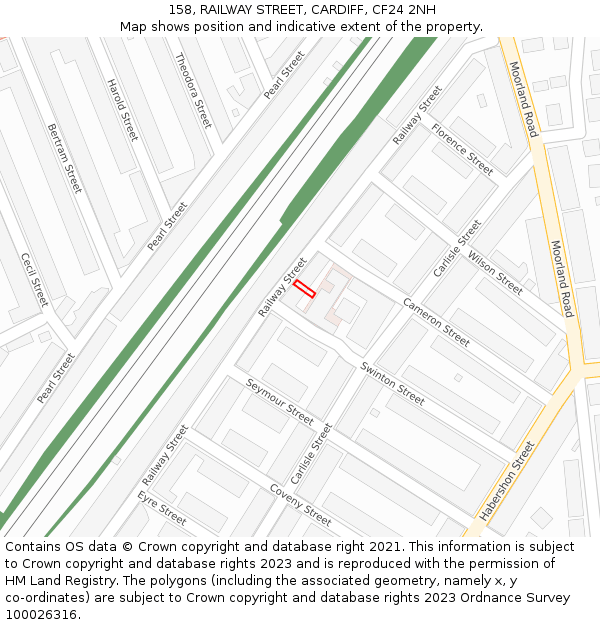 158, RAILWAY STREET, CARDIFF, CF24 2NH: Location map and indicative extent of plot