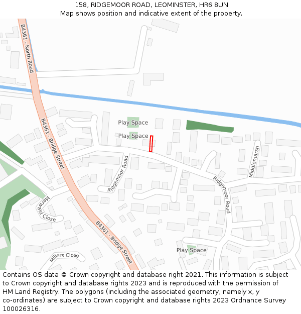 158, RIDGEMOOR ROAD, LEOMINSTER, HR6 8UN: Location map and indicative extent of plot