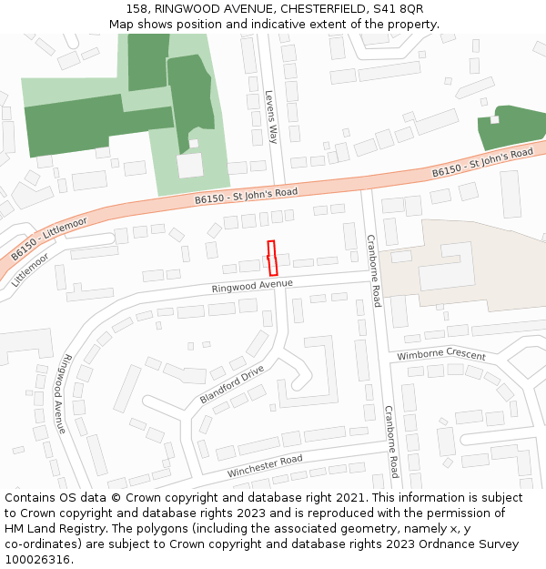 158, RINGWOOD AVENUE, CHESTERFIELD, S41 8QR: Location map and indicative extent of plot