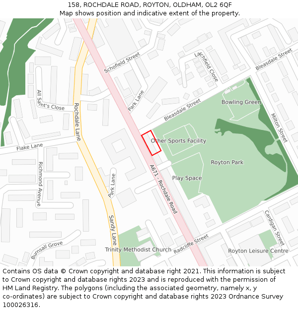 158, ROCHDALE ROAD, ROYTON, OLDHAM, OL2 6QF: Location map and indicative extent of plot