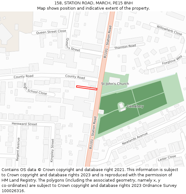 158, STATION ROAD, MARCH, PE15 8NH: Location map and indicative extent of plot
