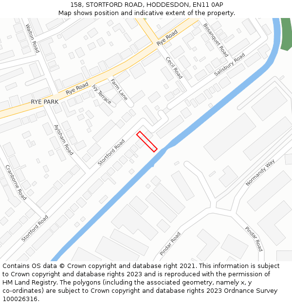 158, STORTFORD ROAD, HODDESDON, EN11 0AP: Location map and indicative extent of plot