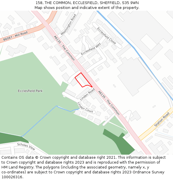 158, THE COMMON, ECCLESFIELD, SHEFFIELD, S35 9WN: Location map and indicative extent of plot