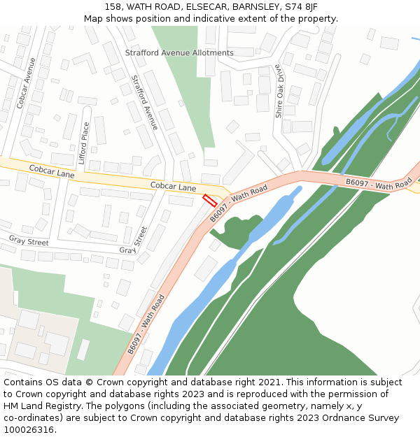 158, WATH ROAD, ELSECAR, BARNSLEY, S74 8JF: Location map and indicative extent of plot