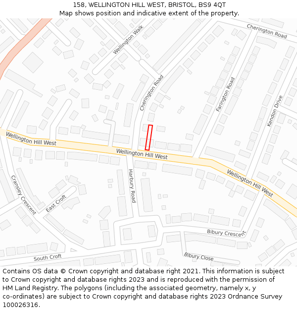 158, WELLINGTON HILL WEST, BRISTOL, BS9 4QT: Location map and indicative extent of plot