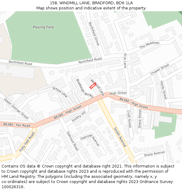158, WINDMILL LANE, BRADFORD, BD6 1LA: Location map and indicative extent of plot