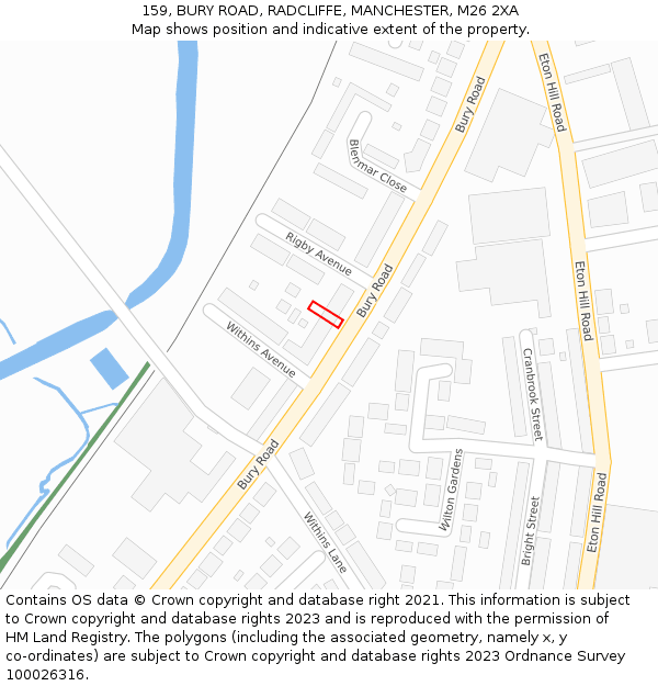 159, BURY ROAD, RADCLIFFE, MANCHESTER, M26 2XA: Location map and indicative extent of plot