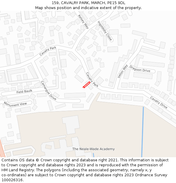 159, CAVALRY PARK, MARCH, PE15 9DL: Location map and indicative extent of plot
