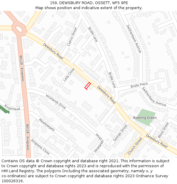 159, DEWSBURY ROAD, OSSETT, WF5 9PE: Location map and indicative extent of plot