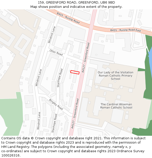 159, GREENFORD ROAD, GREENFORD, UB6 9BD: Location map and indicative extent of plot